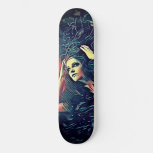 Skateboard Jolie forêt sorcière gothique Fille noire Orange