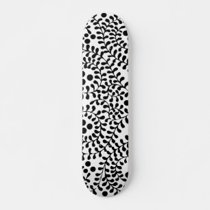Skateboard Jolie impression noir et blanc fleurie
