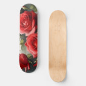 Skateboard Jolie peinture d'aquarelle roses rouges (Recto)