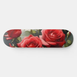 Skateboard Jolie peinture d'aquarelle roses rouges