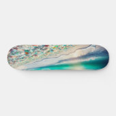 Skateboard Jolie plage Ocean avec verre de mer (Horz)