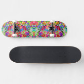 Skateboard Jolies fleurs magiques colorées (Horz)