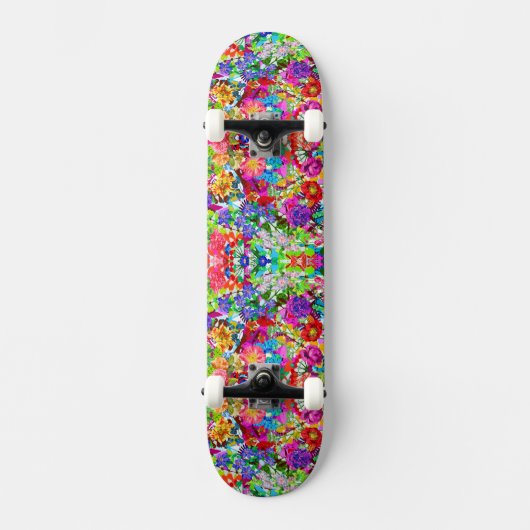 Skateboard Jolies fleurs magiques colorées (Recto)