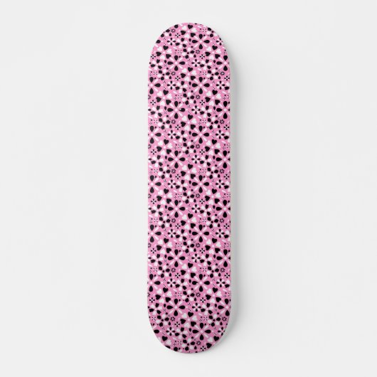 Skateboard Jolies fleurs noires blanches (Devant)