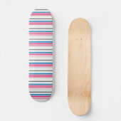 Skateboard Jolies rayures bleues blanches (Recto)