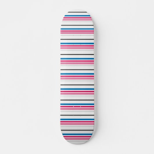 Skateboard Jolies rayures bleues blanches (Devant)