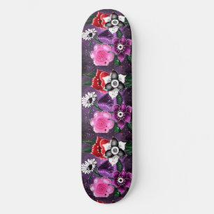 Skateboard Jonquille Whimsical Floral Purple Noir Rose Daisy