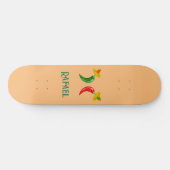 Skateboard Jour des Morts Mexicains Chilis Nom personnalisé (Horz)