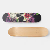 Skateboard Jour du crâne mort avec des fleurs (Horz)