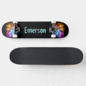 Skateboard Jouw naam Fireworks toevoegen (Horizontaal)