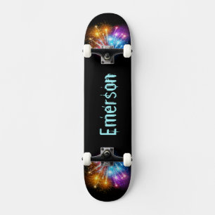 Skateboard Jouw naam Fireworks toevoegen