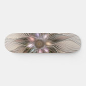 Skateboard Joyeuse Fleur Abstrait Beige Brown Floral Fractal (Horz)