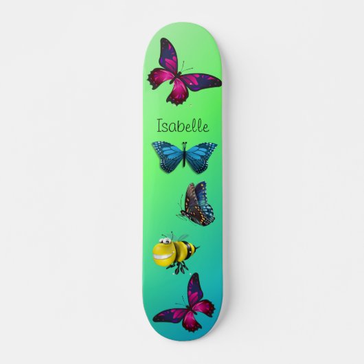 Skateboard Joyeux Bumblebee avec de belles papillons (Devant)