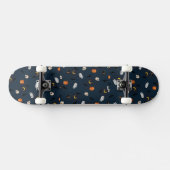 Skateboard Joyeux crâne d'Halloween, Lune, Motif de chauve-so (Horz)