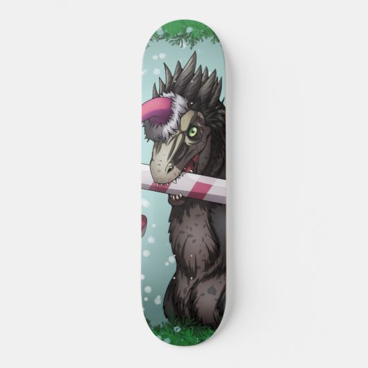 Skateboard Joyeux dinosaure de Noël (Recto)