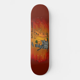 Skateboard Joyeux Halloween avec Chat Chat Chien et Araignée
