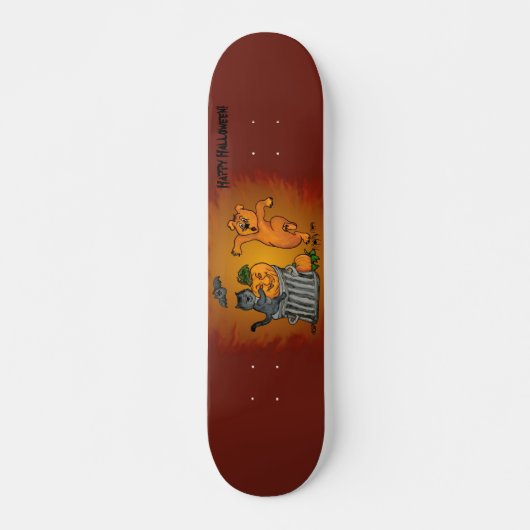 Skateboard Joyeux Halloween avec Chat Chat Chien et Araignée (Devant)
