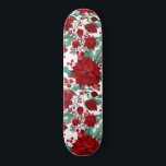 Skateboard Joyeux rouge Poinsettia Fleurs Feuilles ivoire Aqu<br><div class="desc">Ce motif festif et magnifique est parfait pour la saison de Noël. Il présente des fleurs de poinsettia vert sauge, des feuilles de lierre et des baies sèches sur un simple arrière - plan blanc. C'est élégant, moderne, artistique et joli, le design parfait pour l'hiver. Stylisez avec ce motif unique...</div>