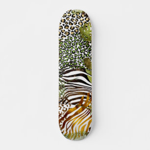 Skateboard jungle animale abstraite colorée