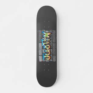 Skateboard Justin Your Name graffiti Logo Brick Wall Paint