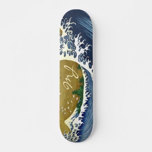 Skateboard Kaijo no Fuji Hokusai vague Kanagawa boisé art (Devant)