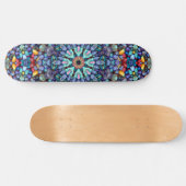 Skateboard Kaléidoscope bleu vintage de fractale de merveille (Horz)