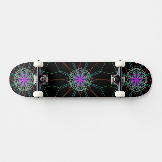 Skateboard Kaleidoscope Mandala Art Patinage Rose Noir (Horz)