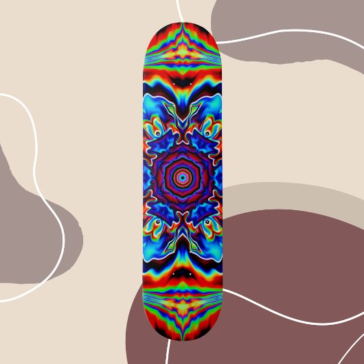 Skateboard Kaleidoscope psychédélique bleu rouge et vert