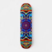 Skateboard Kaleidoscope psychédélique bleu rouge et vert (Devant)