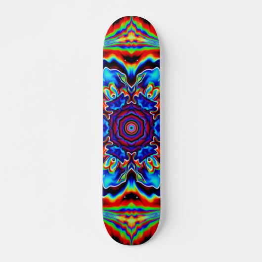 Skateboard Kaleidoscope psychédélique bleu rouge et vert (Devant)