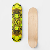 Skateboard Kaleidoscope psychédélique Fleur Jaune et Vert (Recto)