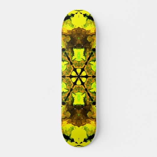 Skateboard Kaleidoscope psychédélique Fleur Jaune et Vert (Devant)