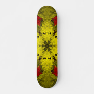 Skateboard Kaleidoscope psychédélique Fleur rouge et jaune
