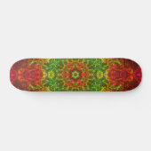 Skateboard Kaleidoscope psychédélique Fleur vert et rouge (Horz)