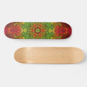 Skateboard Kaleidoscope psychédélique Fleur vert et rouge (Horz)