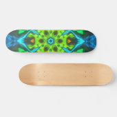 Skateboard Kaleidoscope psychédélique vert bleu et orange (Horz)