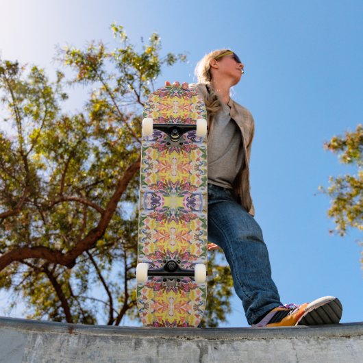 Skateboard Kaleidoscope retro coloré psychédélique Abstrait (Extérieur 1)