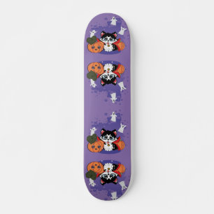 Skateboard Kawaii compte Huskula avec des citrouilles et des 