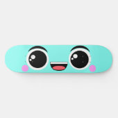 Skateboard Kawaii Happy Anime Face Aqua (Horz)