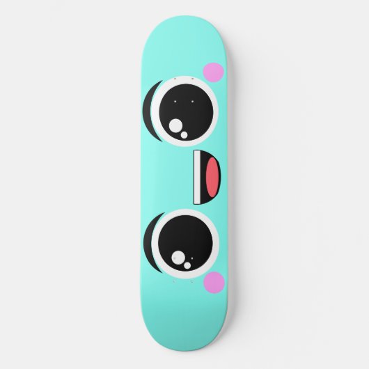 Skateboard Kawaii Happy Anime Face Aqua (Recto)