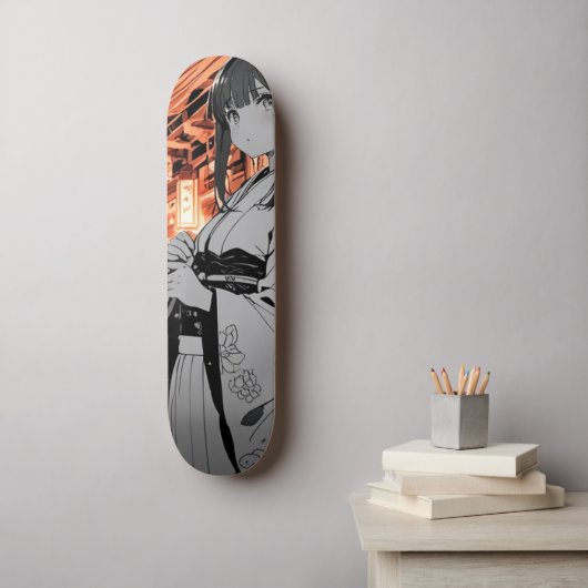 Skateboard KAWAII Japanese Girl Skateboarding (Art mural)