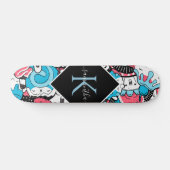 Skateboard Kawaii Style de dessin Dessert Nom et enfants init (Horz)