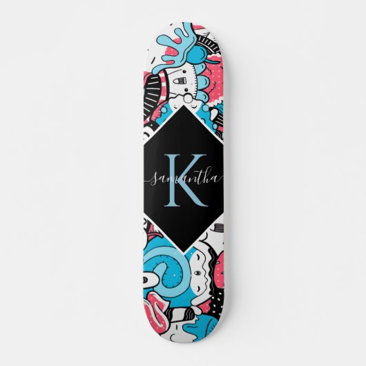 Skateboard Kawaii Style de dessin Dessert Nom et enfants init (Devant)