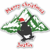 skateboard kerstcadeau, gepersonaliseerde naam sticker (Voorkant)