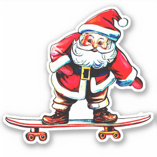 Skateboard Kerstkerstkerstkerstman 4-inch Kiss Cut Sticker (Voorkant)