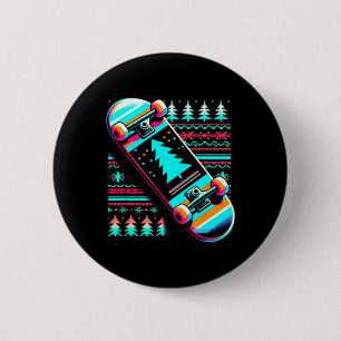 Skateboard Kerstmis - Vintage Skateboarden Lelijke Ronde Button 5,7 Cm