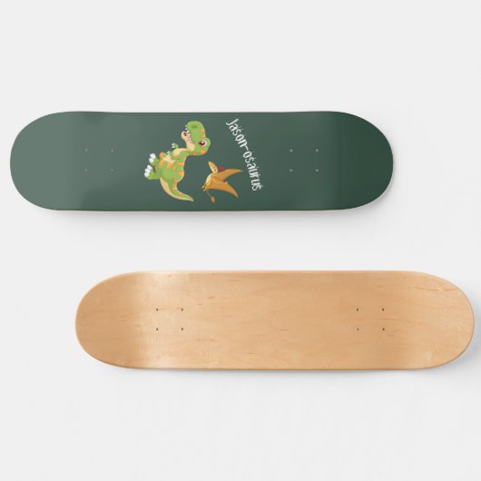 Skateboard Kids Dinosaur T-Rex Add Name (Horz)