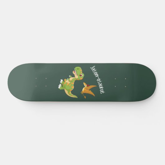 Skateboard Kids Dinosaur T-Rex Add Name (Horz)