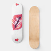 Skateboard Kiss Me Glossy Red Lips Art Illustration (Recto)