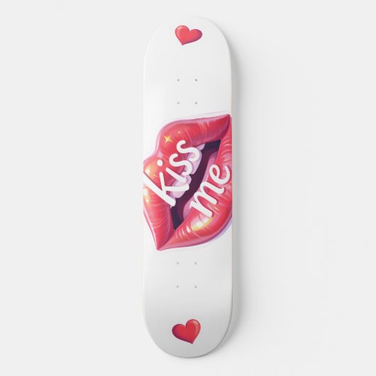Skateboard Kiss Me Glossy Red Lips Art Illustration (Recto)